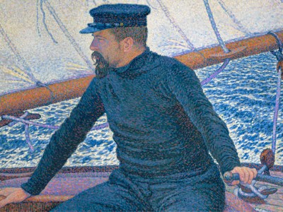 At sea, portrait of Paul Signac (detail; 1896), Théo van Rysselberghe.