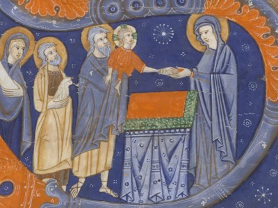 The Presentation of Christ in the Temple (detail of a cutting from a choirbook; c. 1278), Master of Bagnacavallo.