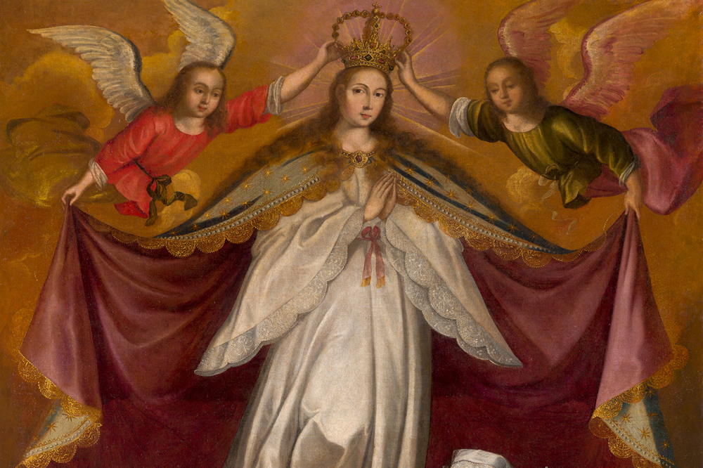 Patronage of the Virgin Immaculate over the Children of the Viceroy Count of Lemos (detail; c. 1672), workshop of Francisco de Escobar.