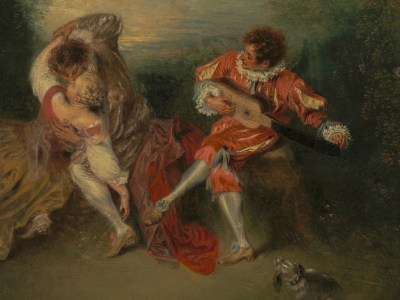 The Surprise (La Surprise)(detail; c. 1718-1719), Jean Antoine Watteau.