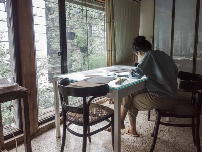 Shilpa Gupta photographed in her studio in Mumbai