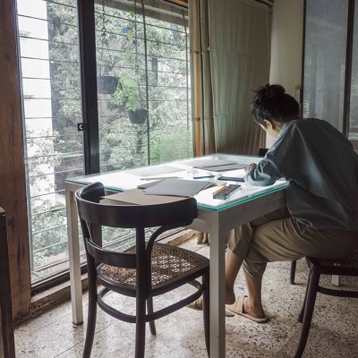 Shilpa Gupta photographed in her studio in Mumbai