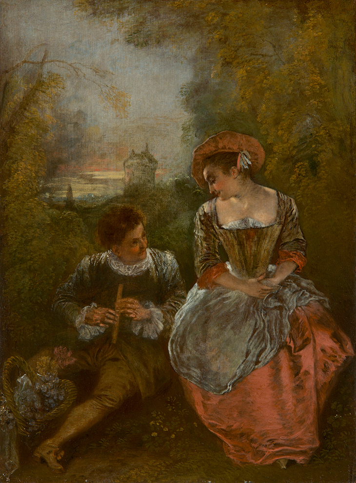 The Ogling Woman (La Lorgneuse) (1716), Jean Antoine Watteau. Collection of Ariane and Lionel Sauvage.