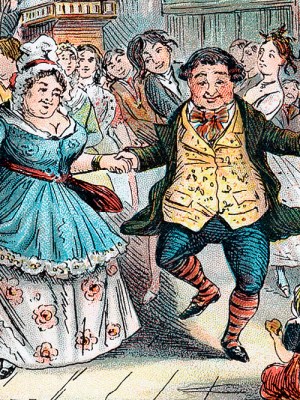 Ghost of Christmas parties past – Mr Fezziwig's Ball by John Leech, from Charles Dickens' 'A Christmas Carol' (1843).