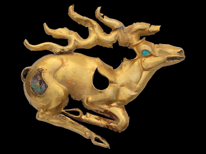 Stag plaque, 8th–6th century BC, Eleke Sazy burial complex, Kazakhstan.