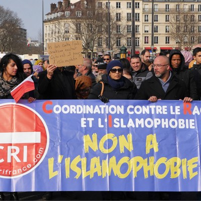 A rally against Islamophobia at Bastille Square, Paris, in 2014. Photo: Mustafa Yalcin/Anadolu Agency/Getty Images