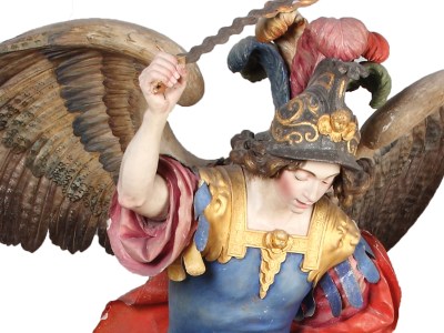 Saint Michael Smiting the Devi(1692), Luisa Roldán. Monastery of El Escorial, Madrid.l
