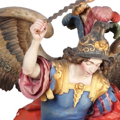 Saint Michael Smiting the Devi(1692), Luisa Roldán. Monastery of El Escorial, Madrid.l