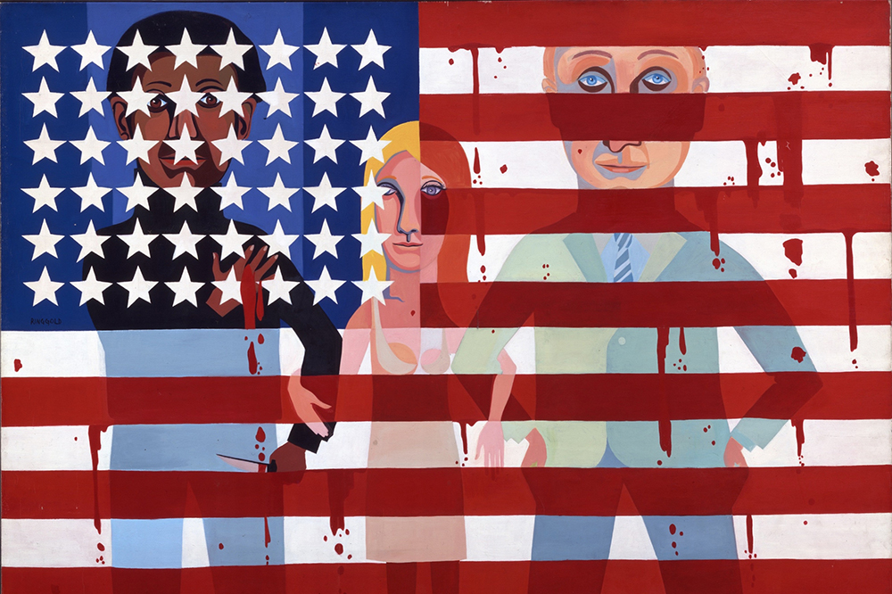 American People Series #18: The Flag Is Bleeding (detail; 1967), Faith Ringgold.