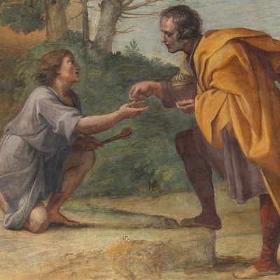 Saint Didacus receiving Alms (detail; 1604–05), Annibale Carracci and Francesco Albani.