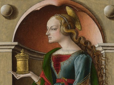Saint Mary Magdalene (detail; c. 1491–94), Carlo Crivelli. Photo: © National Gallery, London