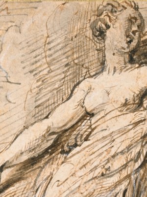 Reclining female figure (detail), Parmigianino.