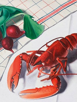 Natura morta con aragosta e rapanelli (1938), Cagnaccio di San Pietro. Private collection.