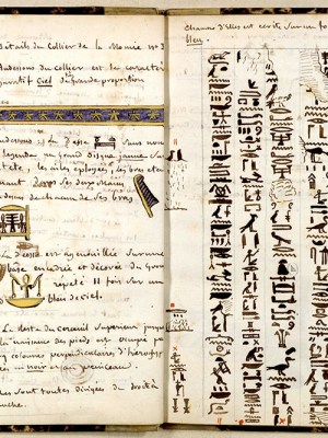 Jean-François Champollion's handwritten notebook with copies of the inscription of mummies (c. 1824–26). Courtesy: Museum of Turin. Photo: © BnF, Paris.