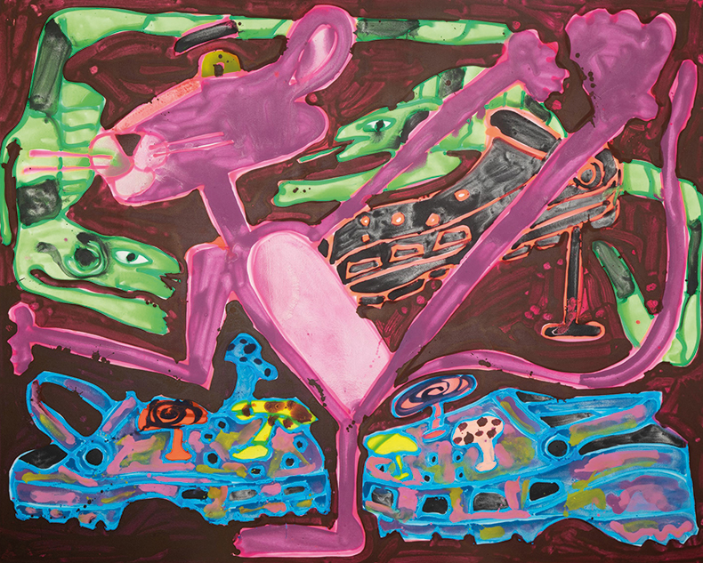 Panther Crocs Iguanas (2021), Katherine Bernhardt.