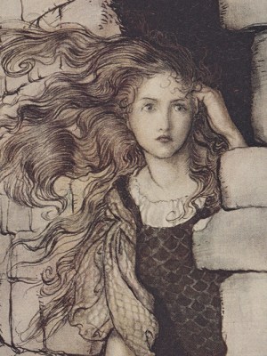 The Waiting Maid Sprang Down First and Maid Maleen Followed (1917), Arthur Rackham (1867–1939). Charles E. Young Research Library, UCLA