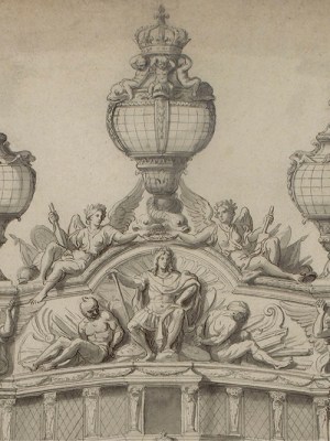 Drawing of the stern of the Royal Louis (c. 1680), studio of Charles Le Brun. École nationale supérieure des Beaux-Arts, Paris.