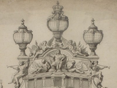 Drawing of the stern of the Royal Louis (c. 1680), studio of Charles Le Brun. École nationale supérieure des Beaux-Arts, Paris.