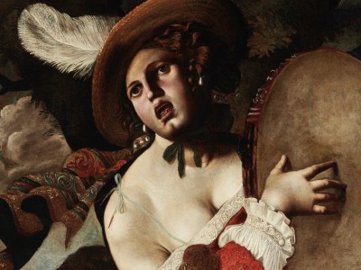 A young lady playing the tambourine, possibly Miriam the prophetess, sister of Moses (detail; first quarter of the 17th century), Pseudo-Caroselli. Agnews, London