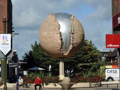 Cosmic Cycle (Rising Universe) in the centre of Horsham, West Sussex, commissioned to mark the bicentenary of the birth of Percy Bysshe Shelley and removed in 2016.