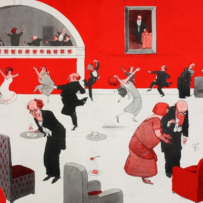 caricature of the Psychical Society’s annual dance by Heath Robinson