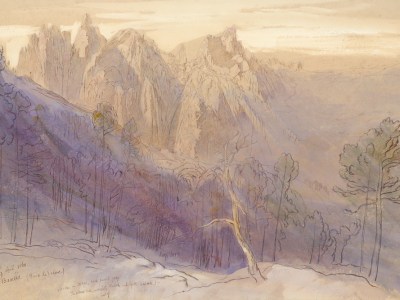 The Forest of Bavella, Corsica, 7:10 am, 29 April 1868 (1868), Edward Lear. Photo: Woolley and Wallis Salerooms Ltd.