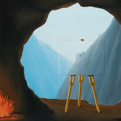 La Condition Humaine (detail; 1935), René Magritte.