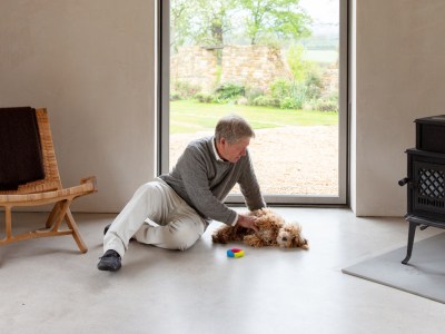 John Pawson and his pooch Lochie. Courtesy Dylan Thomas