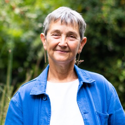 Frances Morris, photographed in the Tate Modern community garden in 2022. Photo: © Samia Meah