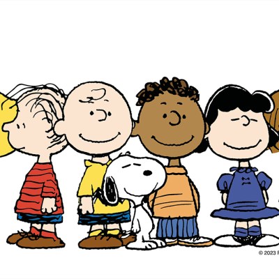 The Peanuts gang, created by Charles M. Schulz.