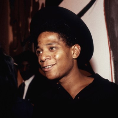Jean-Michel Basquiat at Tony Shafrazi Gallery, New York, in 1987. Photo: Karen Petersen/Everett Collection