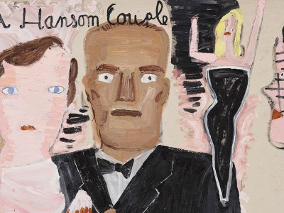 A Handsome Couple (detail;2022), Rose Wylie.