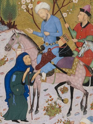 Sanjar and the Old Woman (detail), from the Makhzan al-asrâr. Photo: © BnF