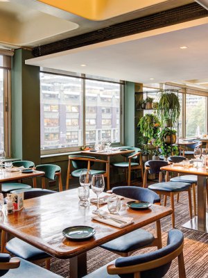 Restaurant dining room with views over the City of London