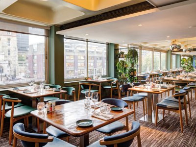 Restaurant dining room with views over the City of London
