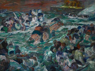 Sinking of titanic painting