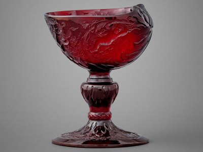 Engraved gold ruby goblet (c. 1685–90), Johann Kunckel, engraving att. to Gottfried Spiller. Courtesy Rijksmuseum, Amsterdam