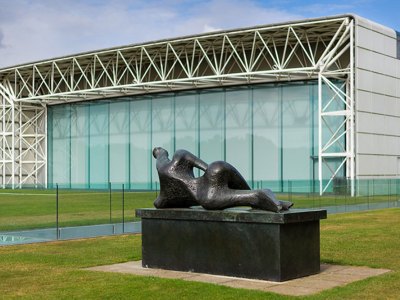 Henry Moore sculpture displayed on a lawn