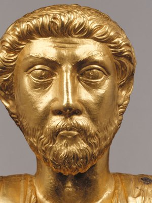 Bust of Marcus Aurelius, Roman (detail; 161–180 AD). Roman site and Museum of Avenches and Cantonal Museum of Archeology and History, State of Vaud