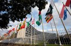 Flags flying out unesco headquarters