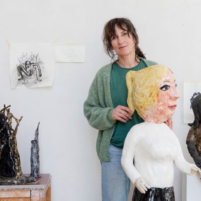 Klara Kristalova in her studio (2021), Magnus Karlsson. Courtesy the artist and Lehmann Maupin, New York, Hong Kong, Seoul, and London