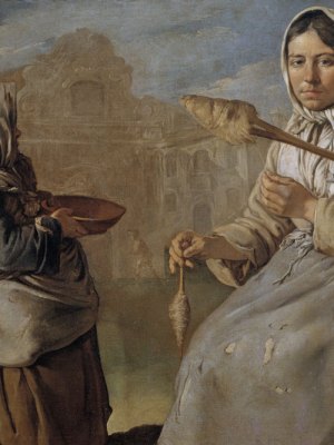 Little Beggar Girl and Woman Spinning (detail; c. 1730–34), Giacomo Ceruti. Private collection. Photo: © Fotostudio Rapuzzi, Brescia