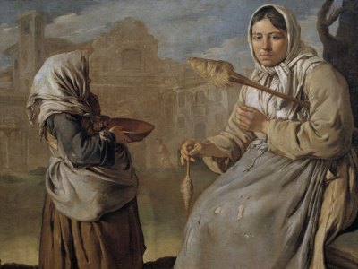 Little Beggar Girl and Woman Spinning (detail; c. 1730–34), Giacomo Ceruti. Private collection. Photo: © Fotostudio Rapuzzi, Brescia