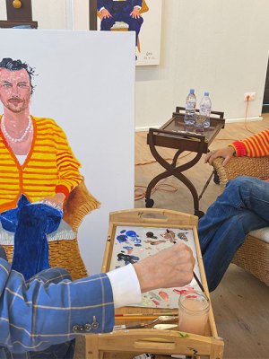 David Hockney painting Harry Styles