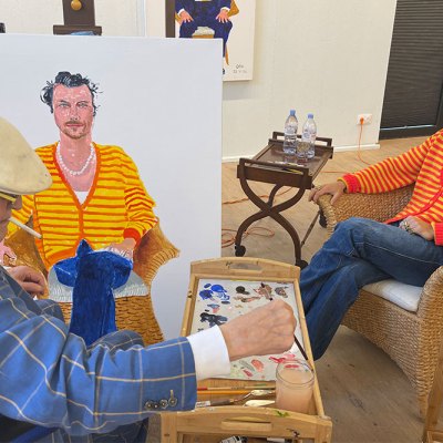 David Hockney painting Harry Styles
