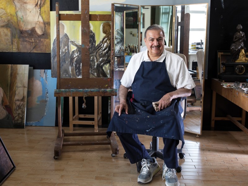 Rashid al Khalifa in his studio, 2022. Photo: Oliver Mark
