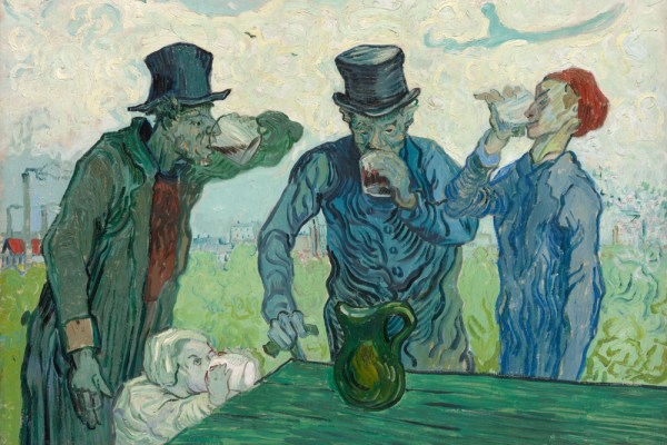 Standing up for drinking in art
